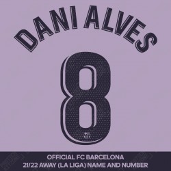 Dani Alves 8 (OFFICIAL FC BARCELONA 2021/22 LA LIGA AWAY NAME AND NUMBERING)